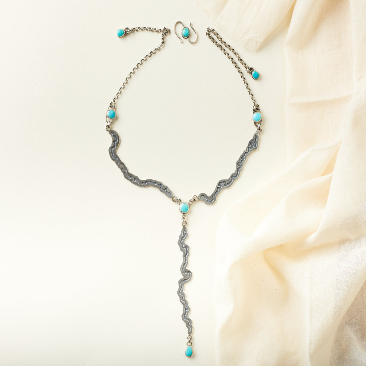 Blackfoot Lariat with Blue Turquoise from Red Mountain, Arizona